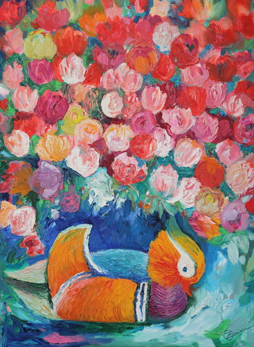 Mandarin duck van Oxana Zaika, Schilderij te koop op Singulart