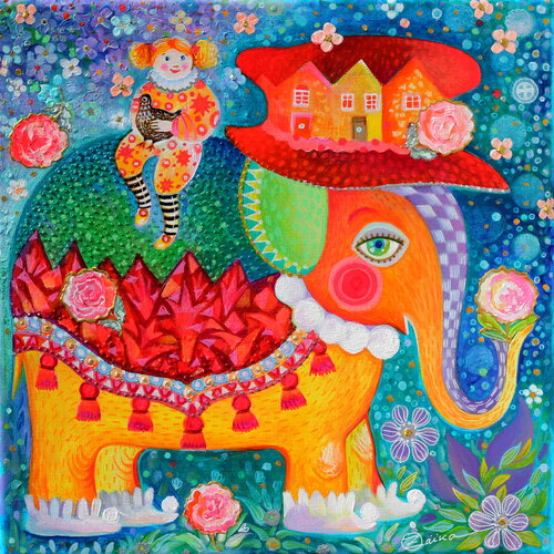 elephant by Oxana Zaika, Painting for Sale on Singulart
