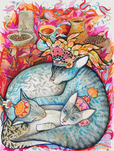 café oriental van Oxana Zaika, Werk op papier te koop op Singulart