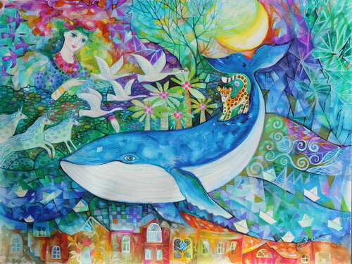 Baleine van Oxana Zaika, Werk op papier te koop op Singulart