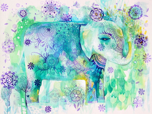 Rêve d'éléphant van Oxana Zaika, Werk op papier te koop op Singulart