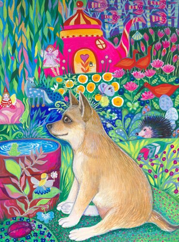 Chihuahua au pays des merveilles van Oxana Zaika, Werk op papier te koop op Singulart