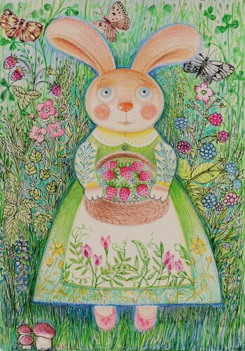 Maman lapine van Oxana Zaika, Werk op papier te koop op Singulart