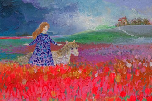 Champ de'tulipes van Oxana Zaika, Schilderij te koop op Singulart