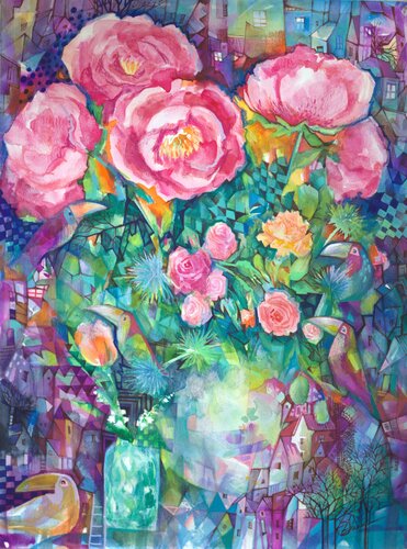 Toucans van Oxana Zaika, Werk op papier te koop op Singulart