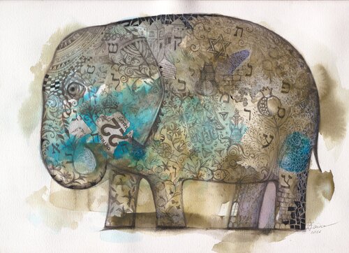 22 lettres      Judaica di Oxana Zaika, Opera su carta in vendita su Singulart