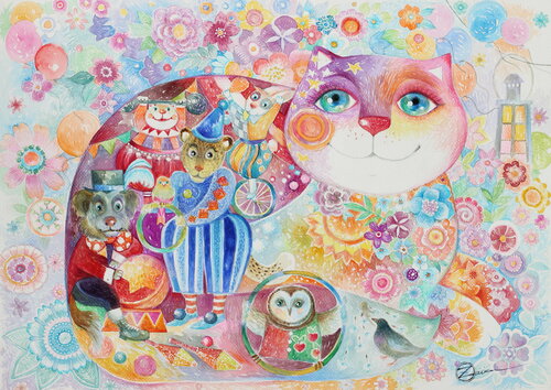 Magic circus di Oxana Zaika, Opera su carta in vendita su Singulart