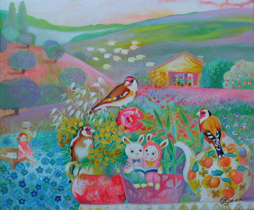 Chardonnerets élégants di Oxana Zaika, Pittura in vendita su Singulart