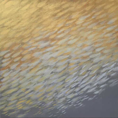 Fish nº 131 / golden series de Malgorzata Krakowiak, Pintura a la venta en Singulart