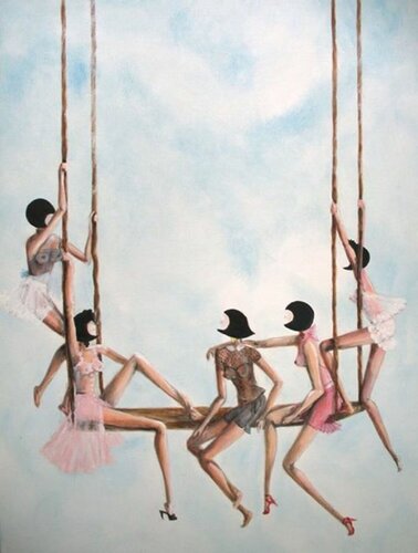 “  THE SWING IS NOT A BUS " von Frédérique Lombard Morel, Malerei kaufen auf Singulart