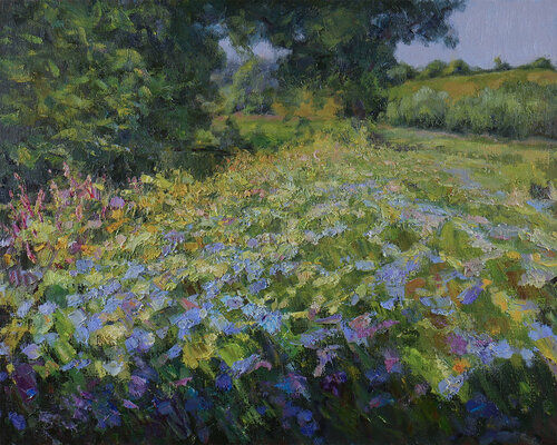 Summer. Sunlight Effect. Original Sunny Oil Painting Impasto by Nikolay Dmitriev, Painting for Sale on Singulart