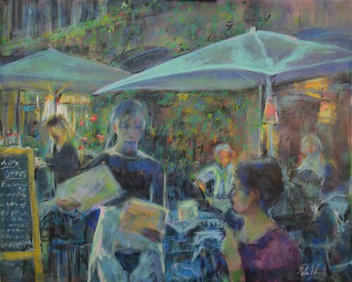 Secrets 23. 2021 - Dining alone van Peter Wood, Schilderij te koop op Singulart