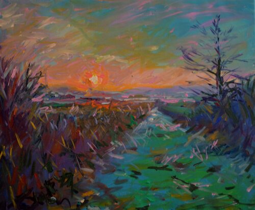 Lincolnshire Wolds Sunset von Peter Wood, Malerei kaufen auf Singulart