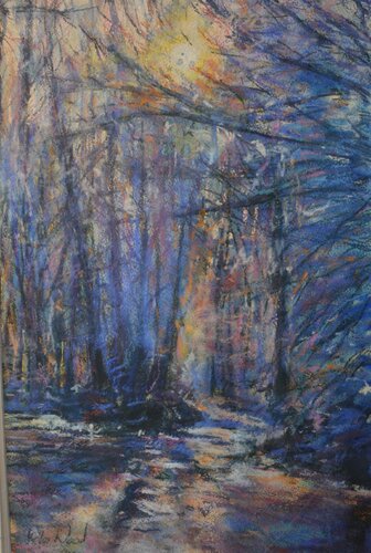 16. Frozen pond. Watercolour & pastels. von Peter Wood, Werk auf Papier kaufen auf Singulart