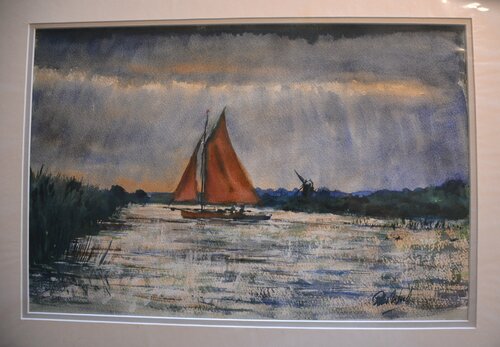31. Norfolk yacht at Martham. Watercolour. von Peter Wood, Werk auf Papier kaufen auf Singulart