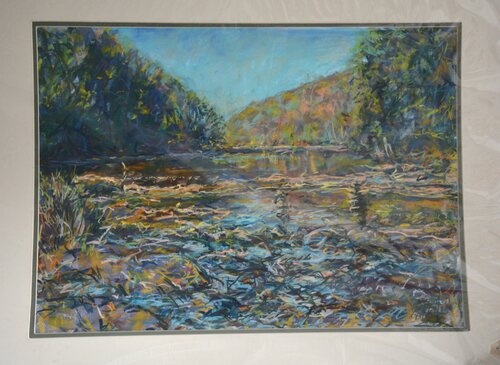 57. At the confluence of the Creuse. Pastel. par Peter Wood, Œuvre sur papier en vente sur Singulart