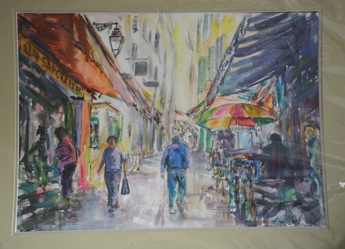 58. Provence Street. Big Watercolour. von Peter Wood, Werk auf Papier kaufen auf Singulart