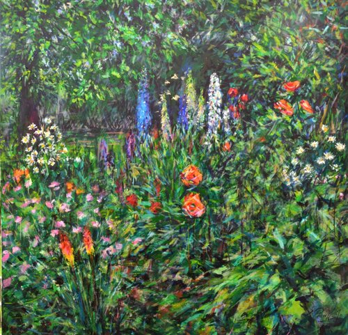 The New flower beds, Bonby. van Peter Wood, Schilderij te koop op Singulart
