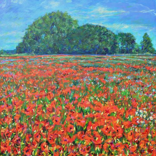 Poppies at North Cave van Peter Wood, Schilderij te koop op Singulart