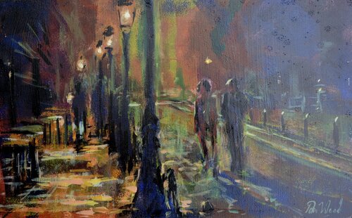 Lamplight stroll von Peter Wood, Malerei kaufen auf Singulart