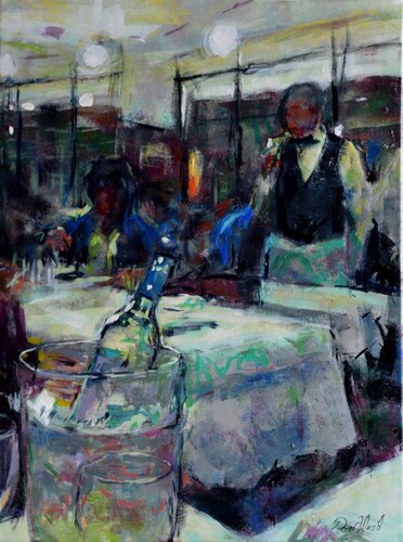 2022 2 Secrets 3 series Cool wine 19 x 24 von Peter Wood, Malerei kaufen auf Singulart
