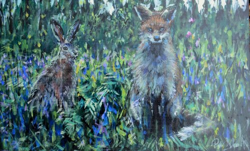 Unlikely pals par Peter Wood, Peinture en vente sur Singulart