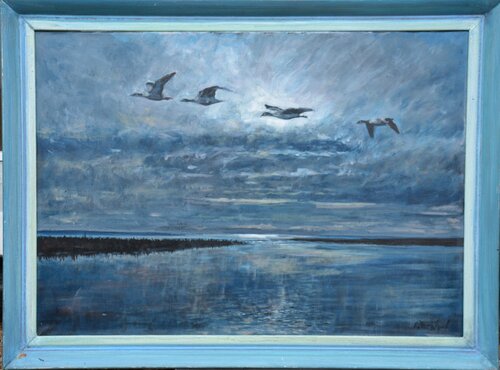 2022 1 Evening flight 24 x 31 de Peter Wood, Pintura a la venta en Singulart