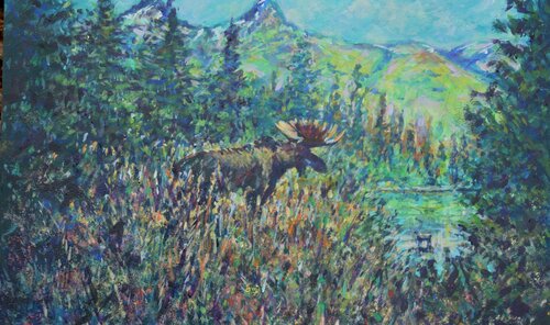 2022 1 Moose 24 x 14 by Peter Wood, Painting for Sale on Singulart
