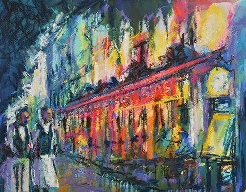 French Street Cafe with 2 Waiters von Peter Wood, Malerei kaufen auf Singulart