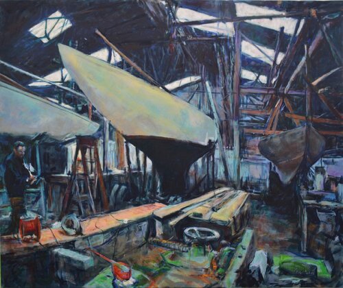 The boatyard Barton upon Humber von Peter Wood, Malerei kaufen auf Singulart