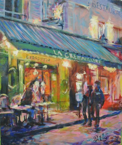 French street Cafe by Peter Wood, Painting for Sale on Singulart