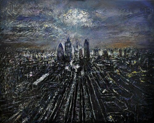 Last light over London by Peter Wood, Painting for Sale on Singulart