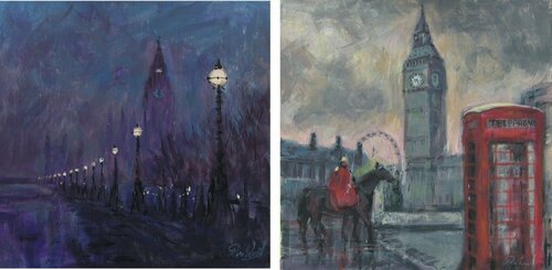 Chimes in the mist and Horse guard by Peter Wood, 회화 for Sale on Singulart