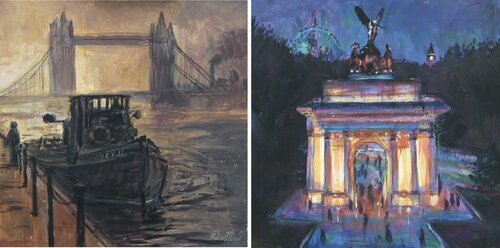 Late Stroll and Wellingtons Arch by Peter Wood, 회화 for Sale on Singulart