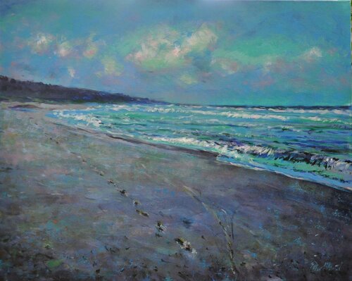 Footprints on the beach - Walking north von Peter Wood, Malerei kaufen auf Singulart