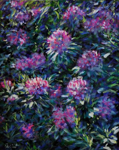 Rhododendrons in sunlight von Peter Wood, Malerei kaufen auf Singulart