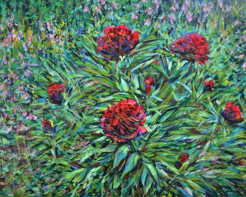 Peonies at Bonby von Peter Wood, Malerei kaufen auf Singulart