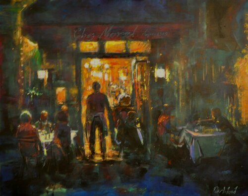 Waiter in doorway. von Peter Wood, Malerei kaufen auf Singulart