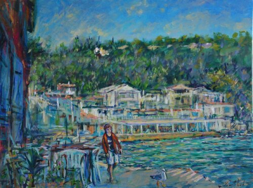 Boy and seagull in Provence von Peter Wood, Malerei kaufen auf Singulart