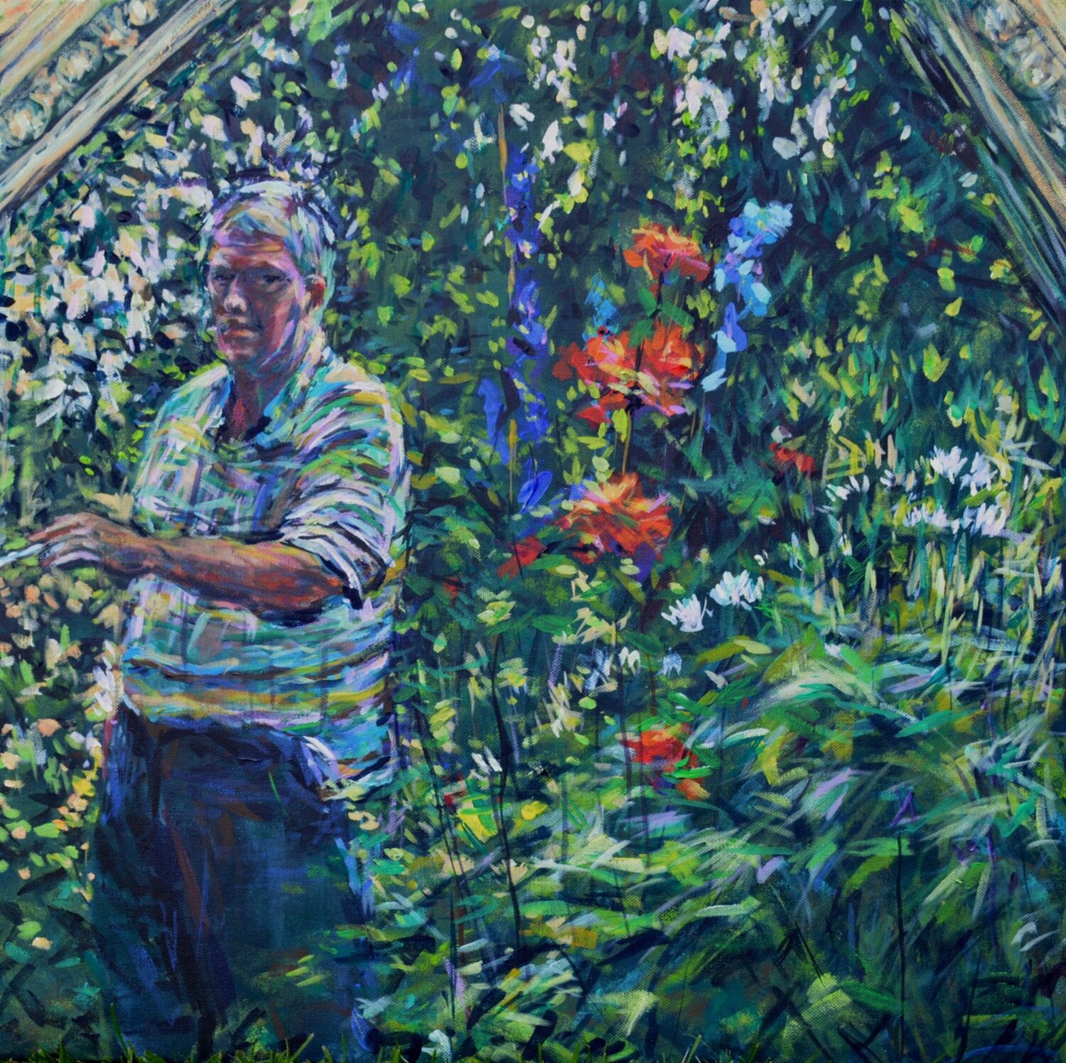 Self portrait in my flower beds. 2. Peter Wood