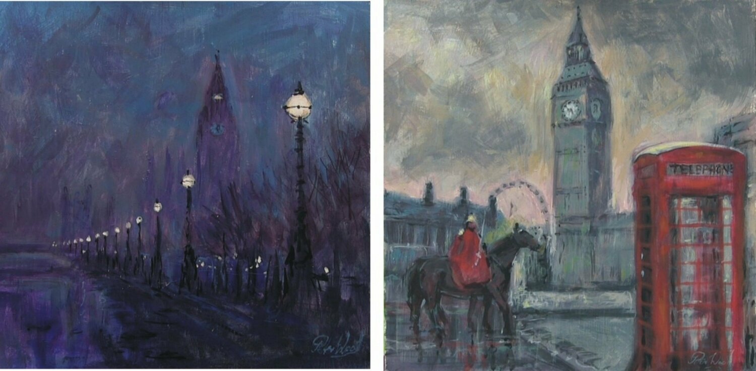 Chimes in the mist and Horse guard Peter Wood Originalgemälde zu verkaufen