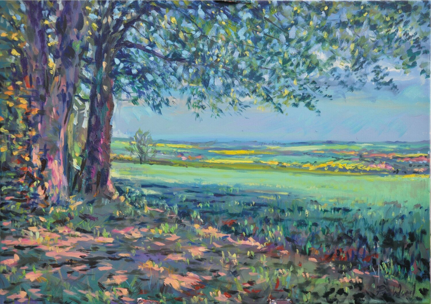 Lincolnshire wolds - Plein air Peter Wood Originalgemälde zu verkaufen