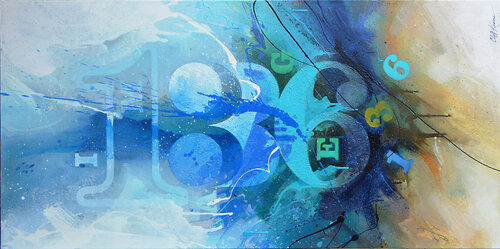 IMAGE #136 - Blue Fountain di Cliff Kearns, Pittura in vendita su Singulart