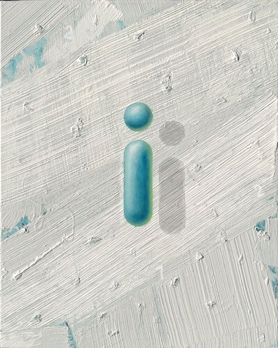 TURQUOIS 'i' on WHiTE #272 de Cliff Kearns, Pintura a la venta en Singulart