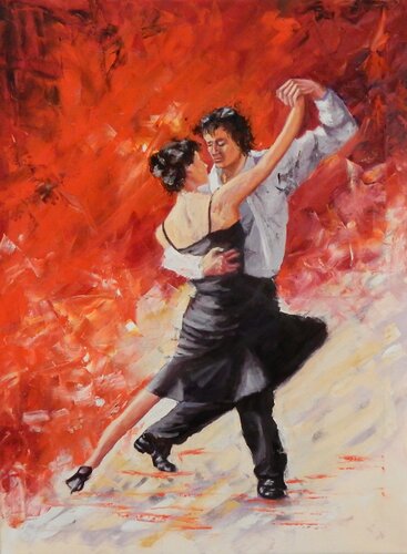 Tango. Dancing couple. par Vita Schagen, Peinture en vente sur Singulart