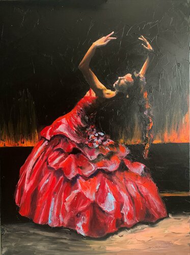 Dancer in a red dress. Tango (5). von Vita Schagen, Malerei kaufen auf Singulart