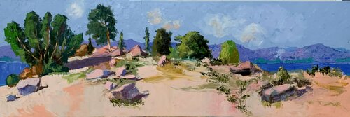 Landscape. Original impasto, Palette knife oil painting. Vita Schagen