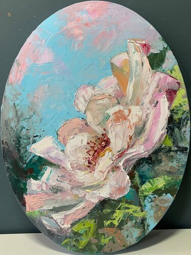 Peony flower. Palette knife, Impasto. par Vita Schagen, Peinture en vente sur Singulart