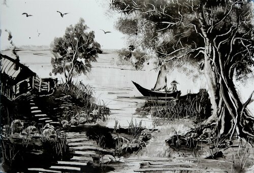 Black and white landscape "Peaceful place" Vita Schagen