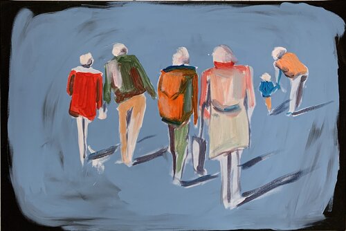 People in a city. di Vita Schagen, Pittura in vendita su Singulart